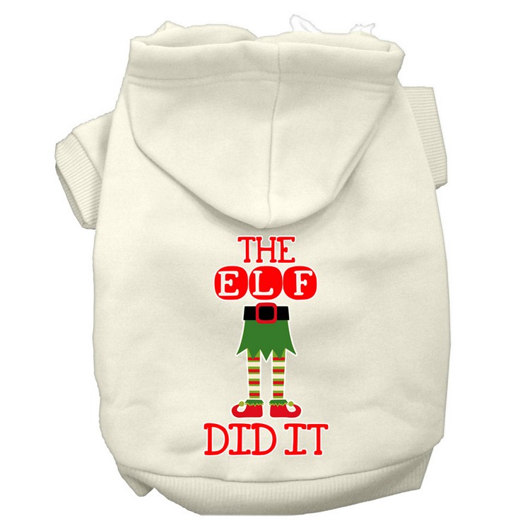 The Elf Did It Screen Print Dog Hoodie Cream XL